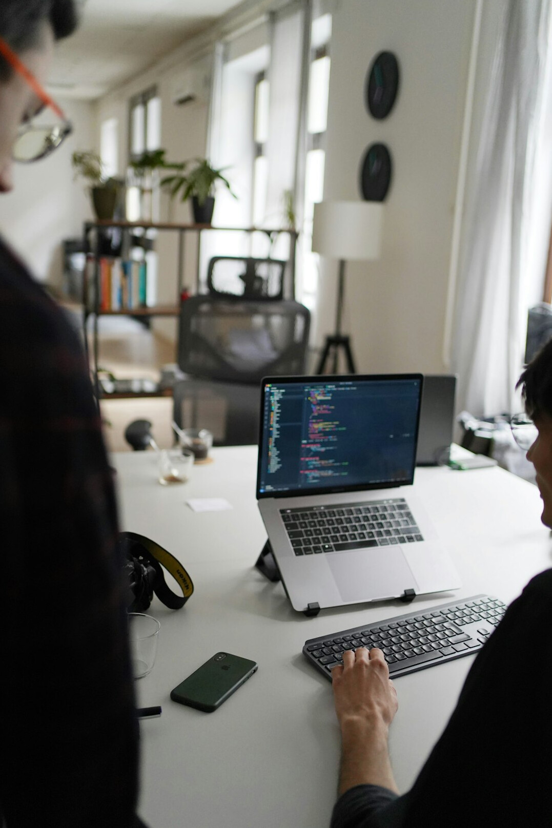 software developer at desk